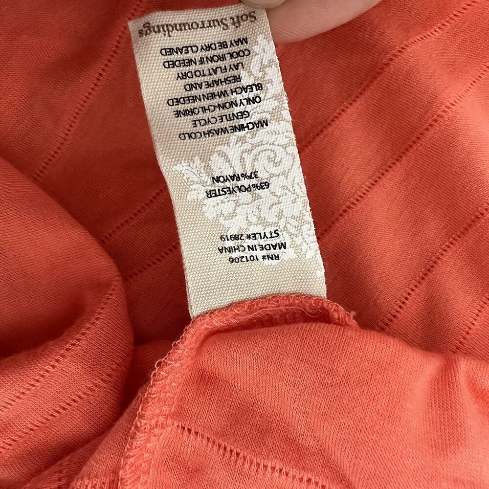 Soft Surroundings Tee Shirt Top Womens Large Orange Salmon Textured - Picture 8 of 12